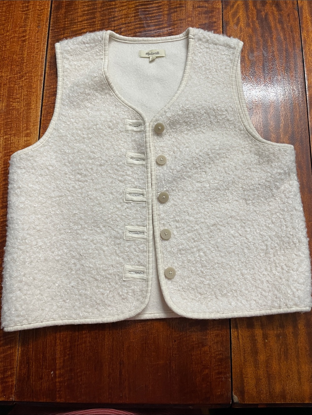 Madewell Cream Button-Front Vest sz xs